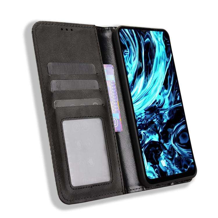 For Doogee Note 56X / Note 56X Pro Magnetic Buckle Retro Texture Leather Phone Case(Black)
