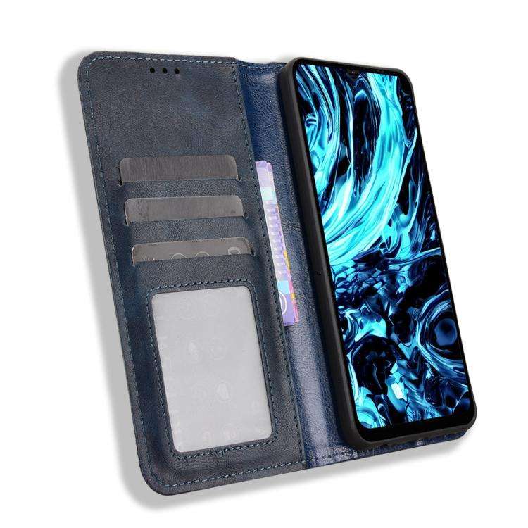 For Doogee Note 56X / Note 56X Pro Magnetic Buckle Retro Texture Leather Phone Case(Blue)
