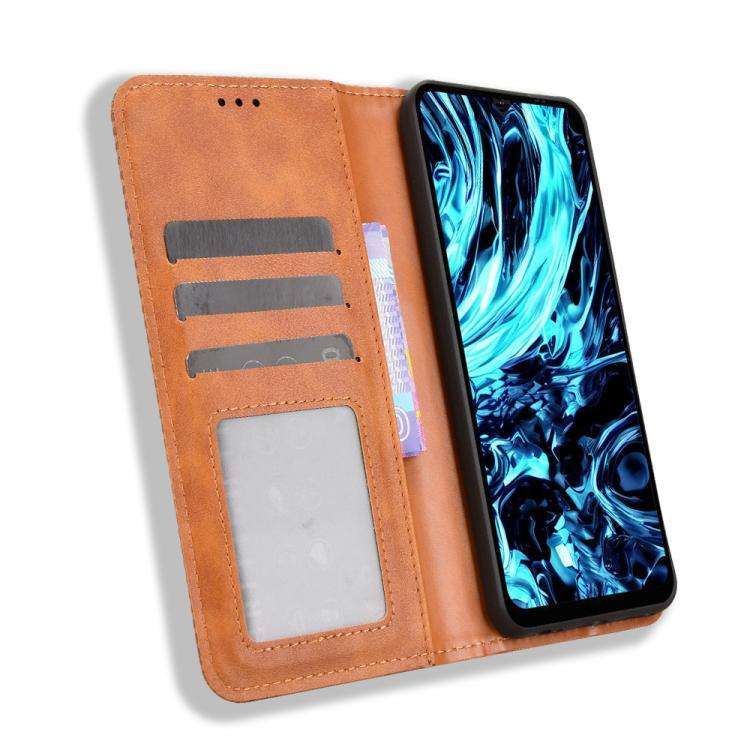 For Doogee Note 56X / Note 56X Pro Magnetic Buckle Retro Texture Leather Phone Case(Brown)