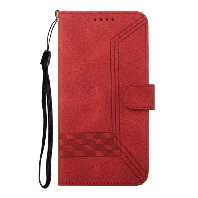 For TCL 60R 5G Cubic Skin Feel Flip Leather Phone Case(Red)
