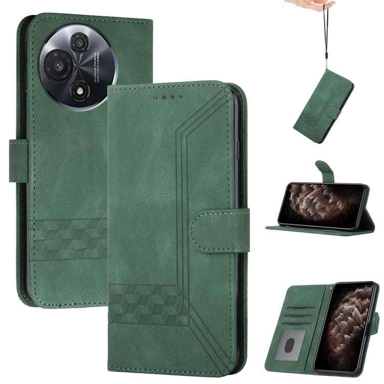 For TCL 60R 5G Cubic Skin Feel Flip Leather Phone Case(Green)