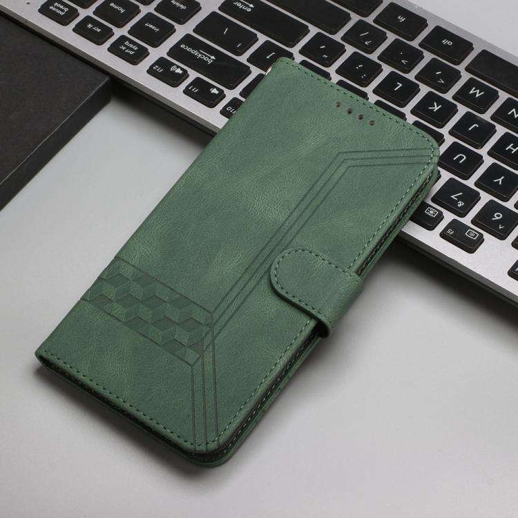 For TCL 60R 5G Cubic Skin Feel Flip Leather Phone Case(Green)