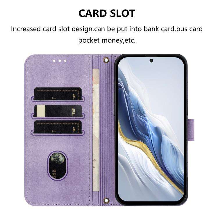 For Motorola Moto E13 2023 4G Line Splicing Buckle Retro Leather Phone Case(Purple)