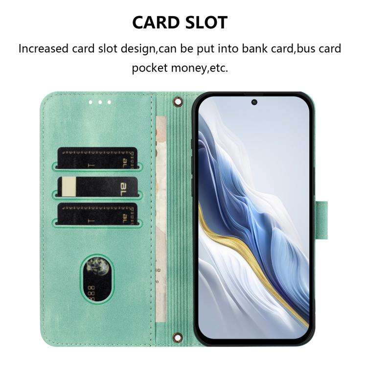 For Motorola Moto G Play 2022 Line Splicing Buckle Retro Leather Phone Case(Mint)