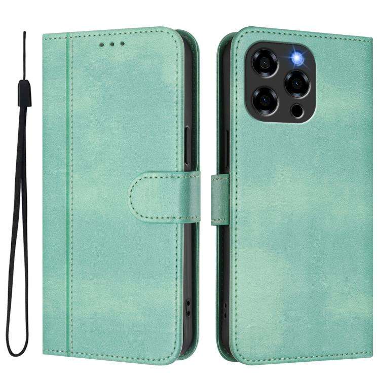 For Doogee Note 58 / 58 Pro Line Splicing Buckle Retro Leather Phone Case(Mint Green)