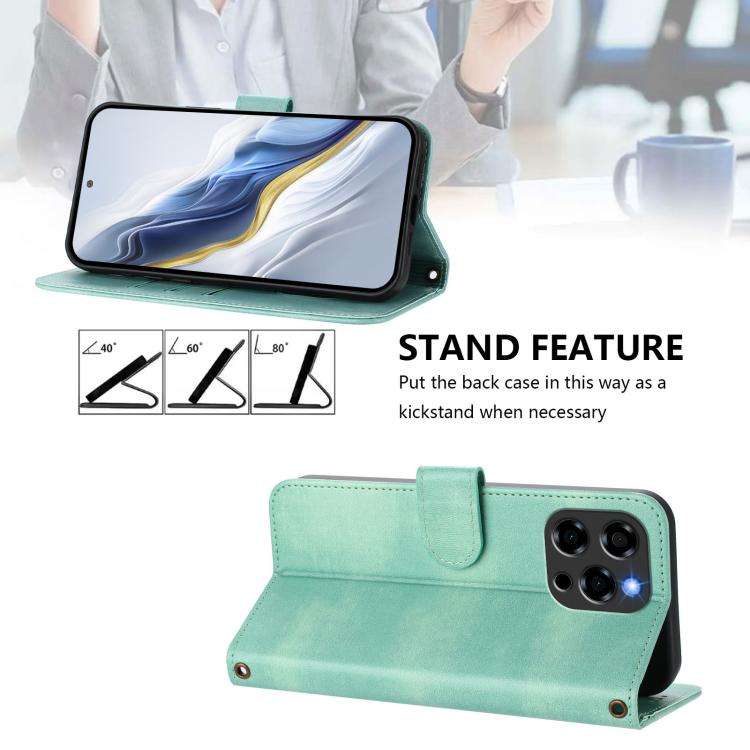For Doogee Note 58 / 58 Pro Line Splicing Buckle Retro Leather Phone Case(Mint Green)