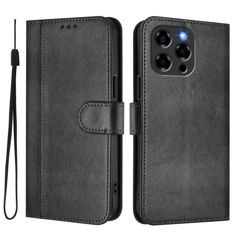 For Doogee Note 58 / 58 Pro Line Splicing Buckle Retro Leather Phone Case(Black)