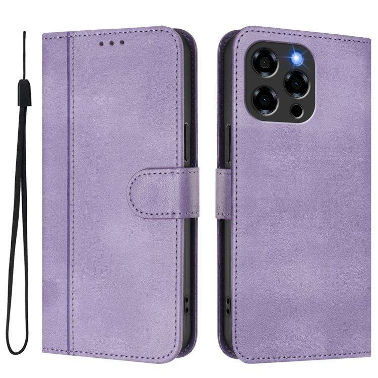 For Doogee Note 58 / 58 Pro Line Splicing Buckle Retro Leather Phone Case(Purple)
