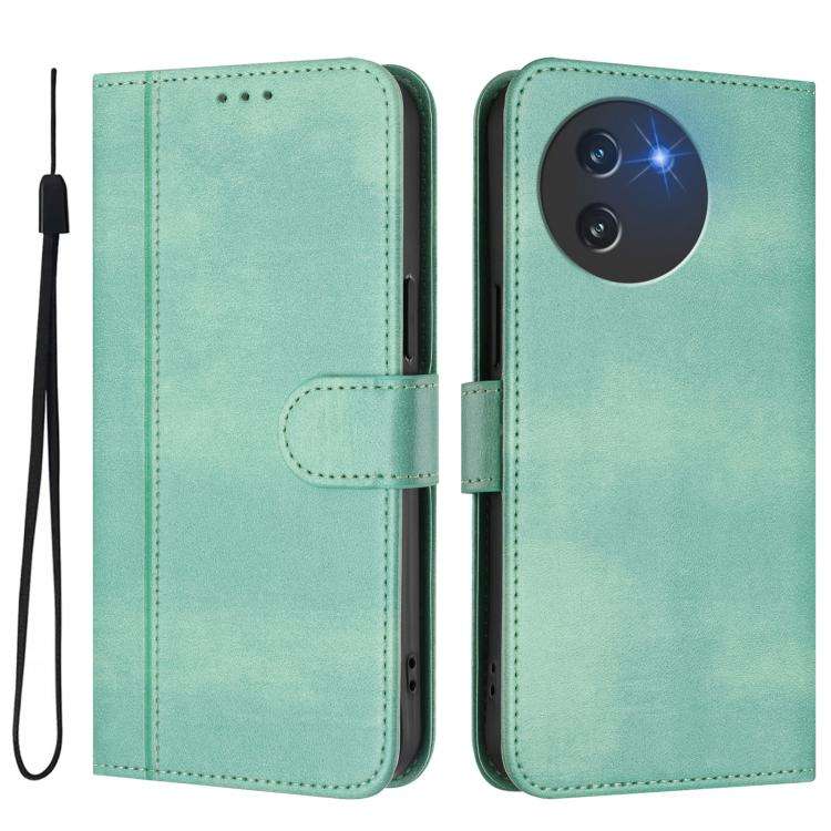 For Doogee Note 59 / 59 Pro Line Splicing Buckle Retro Leather Phone Case(Mint Green)