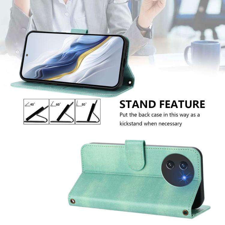 For Doogee Note 59 / 59 Pro Line Splicing Buckle Retro Leather Phone Case(Mint Green)