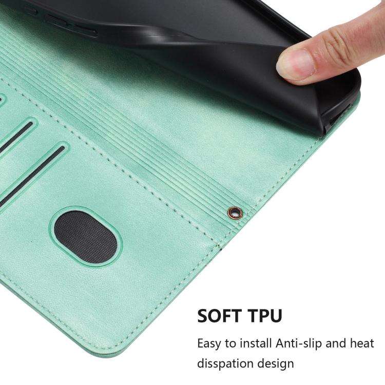 For Doogee Note 59 / 59 Pro Line Splicing Buckle Retro Leather Phone Case(Mint Green)