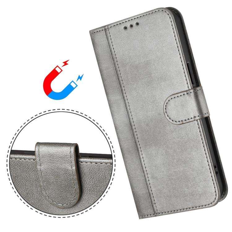 For Doogee Note 59 / 59 Pro Line Splicing Buckle Retro Leather Phone Case(Grey)