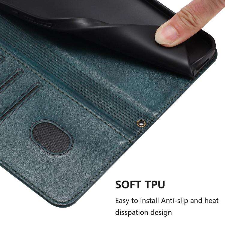 For Doogee Note 59 / 59 Pro Line Splicing Buckle Retro Leather Phone Case(Dark Green)