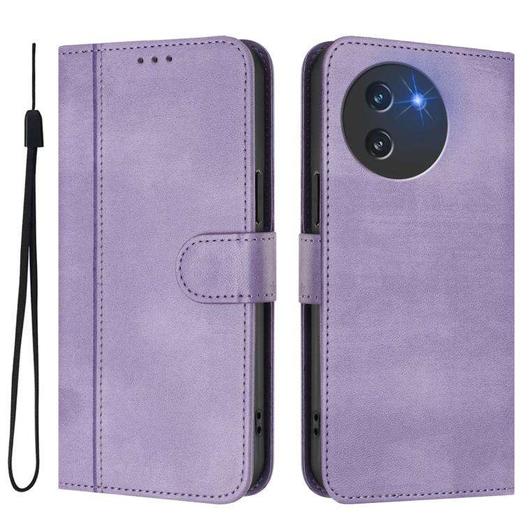 For Doogee Note 59 / 59 Pro Line Splicing Buckle Retro Leather Phone Case(Purple)