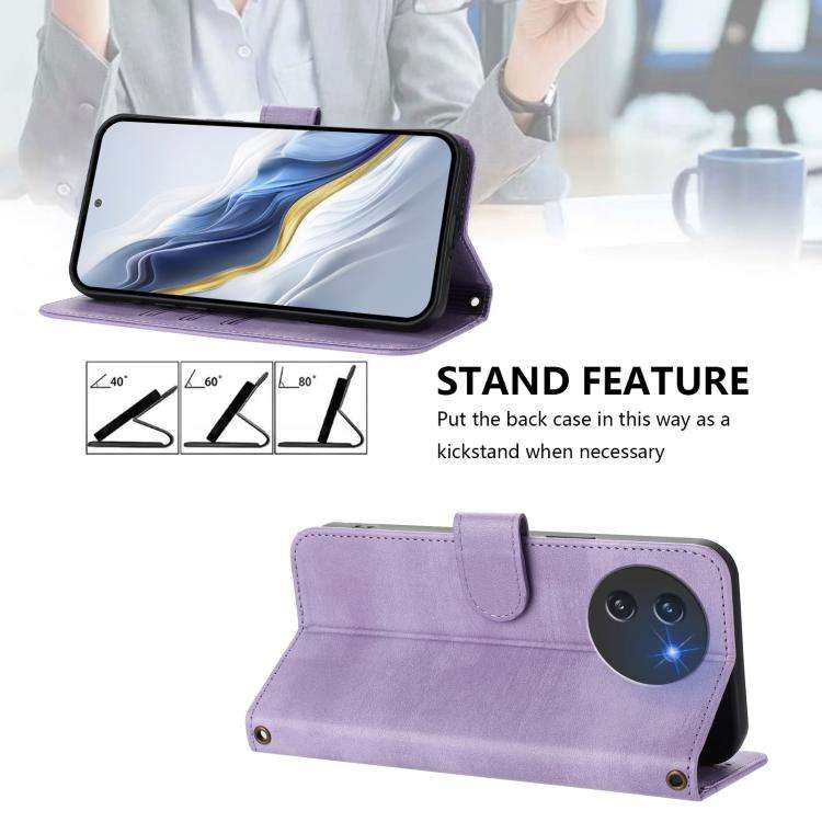 For Doogee Note 59 / 59 Pro Line Splicing Buckle Retro Leather Phone Case(Purple)
