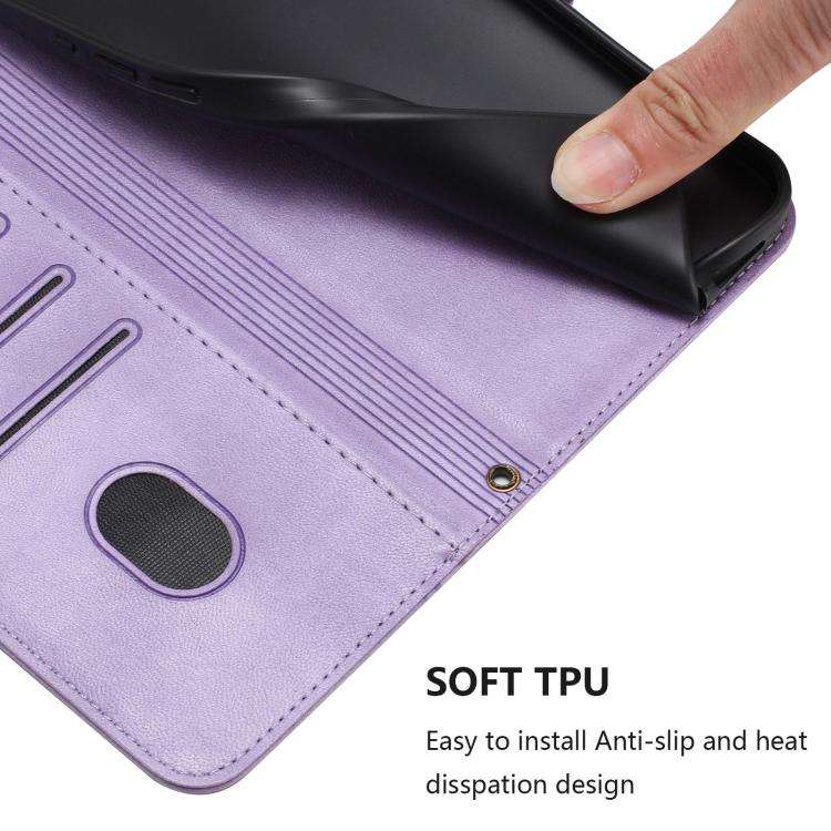 For Doogee Note 59 / 59 Pro Line Splicing Buckle Retro Leather Phone Case(Purple)