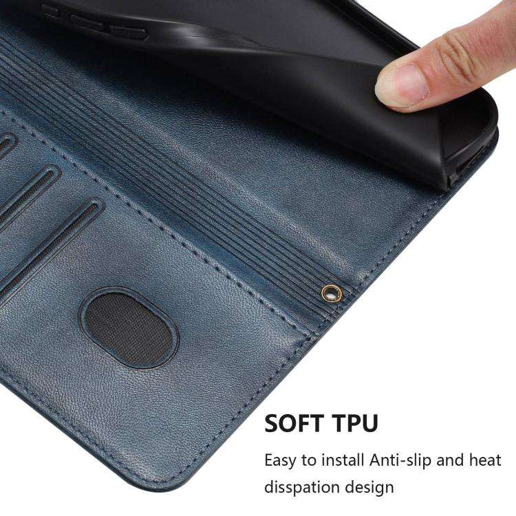 For Doogee N60 Pro Line Splicing Buckle Retro Leather Phone Case(Dark Blue)