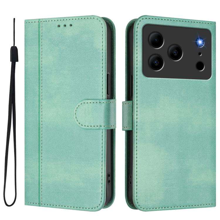 For Doogee Note 56 / Note 56 Pro Line Splicing Buckle Retro Leather Phone Case(Mint Green)