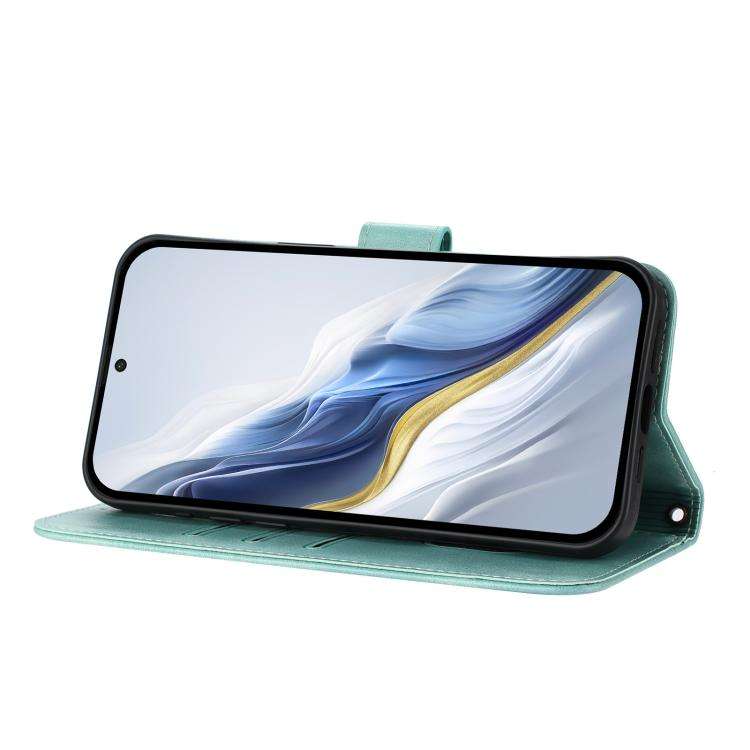 For Doogee Note 56 / Note 56 Pro Line Splicing Buckle Retro Leather Phone Case(Mint Green)