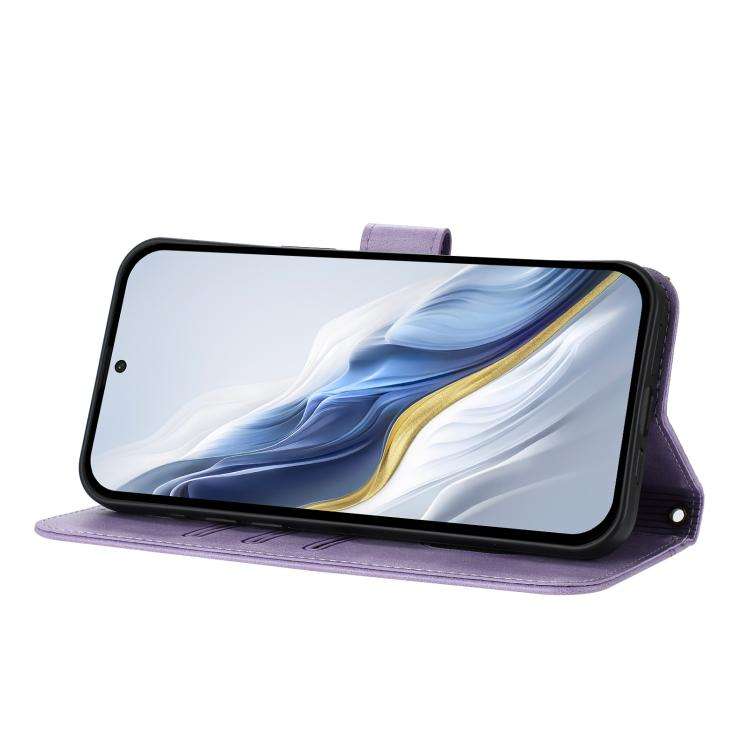 For Doogee Note 56 / Note 56 Pro Line Splicing Buckle Retro Leather Phone Case(Purple)