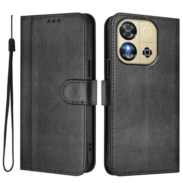 For Oukitel C57S / C57 Pro / Blu J12 Line Splicing Buckle Retro Leather Phone Case(Black)