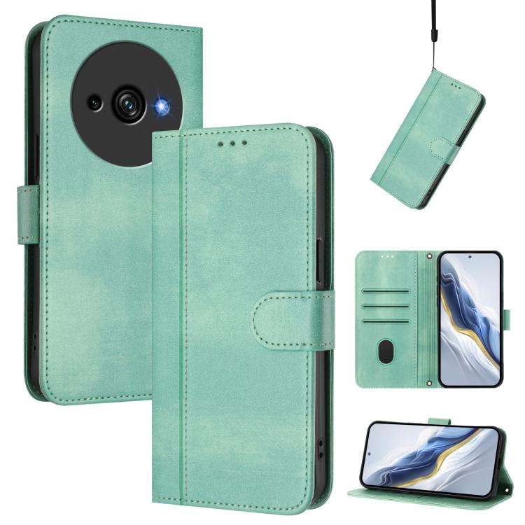 For Oukitel C59 / C59 Pro Line Splicing Buckle Retro Leather Phone Case(Mint Green)