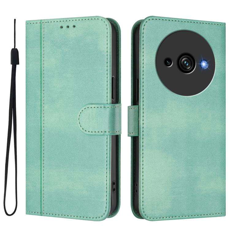 For Oukitel C59 / C59 Pro Line Splicing Buckle Retro Leather Phone Case(Mint Green)