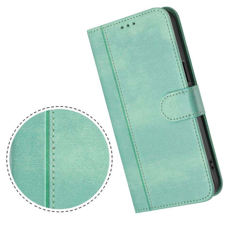 For Oukitel C59 / C59 Pro Line Splicing Buckle Retro Leather Phone Case(Mint Green)