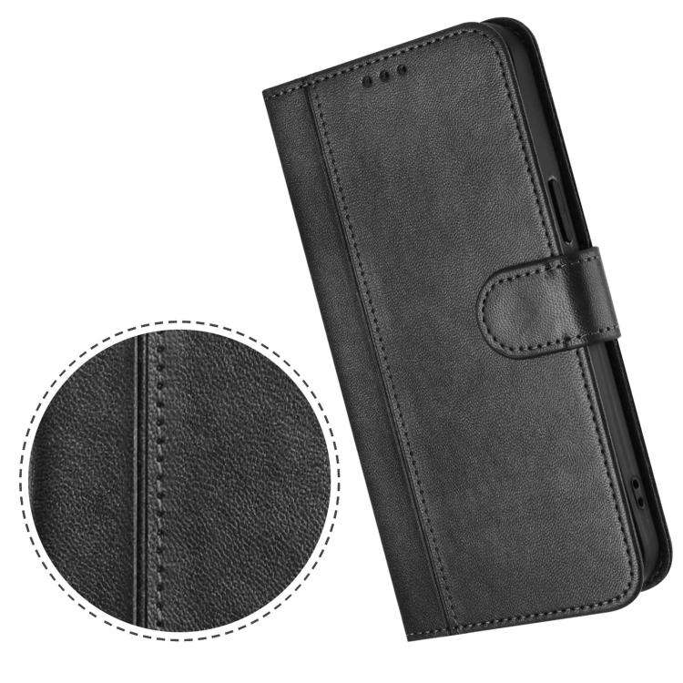 For Oukitel C59 / C59 Pro Line Splicing Buckle Retro Leather Phone Case(Black)