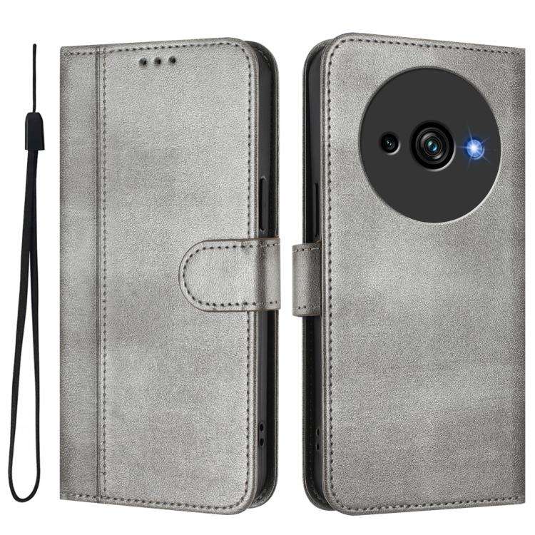 For Oukitel C59 / C59 Pro Line Splicing Buckle Retro Leather Phone Case(Grey)