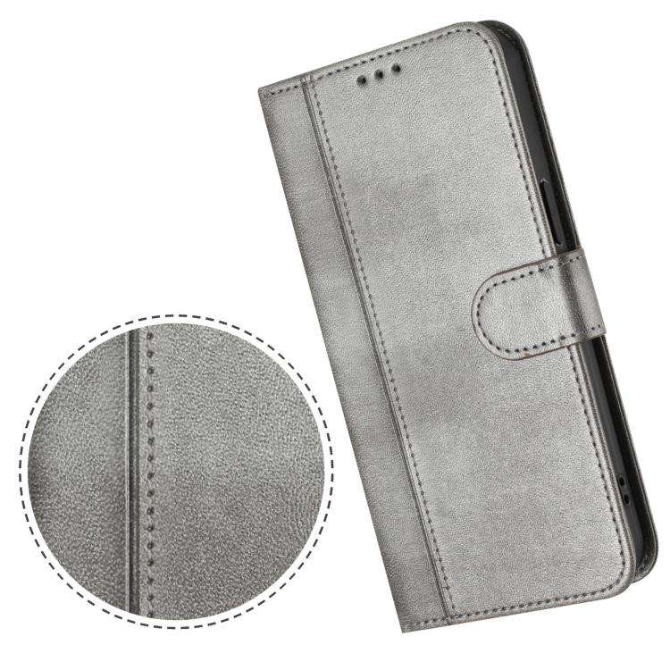 For Oukitel C59 / C59 Pro Line Splicing Buckle Retro Leather Phone Case(Grey)