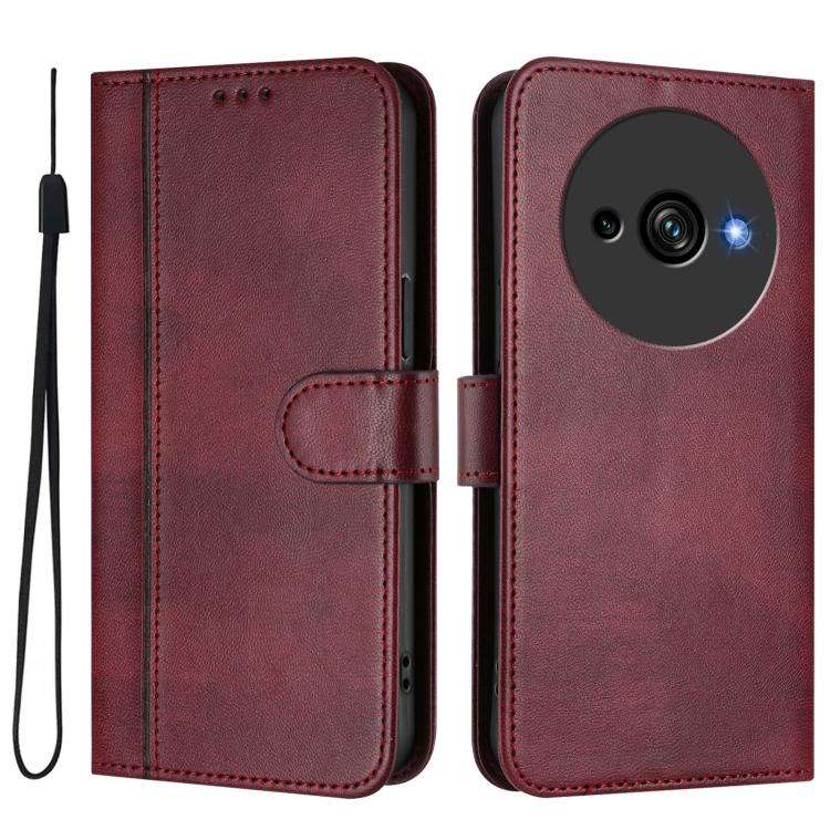 For Oukitel C59 / C59 Pro Line Splicing Buckle Retro Leather Phone Case(Wine Red)