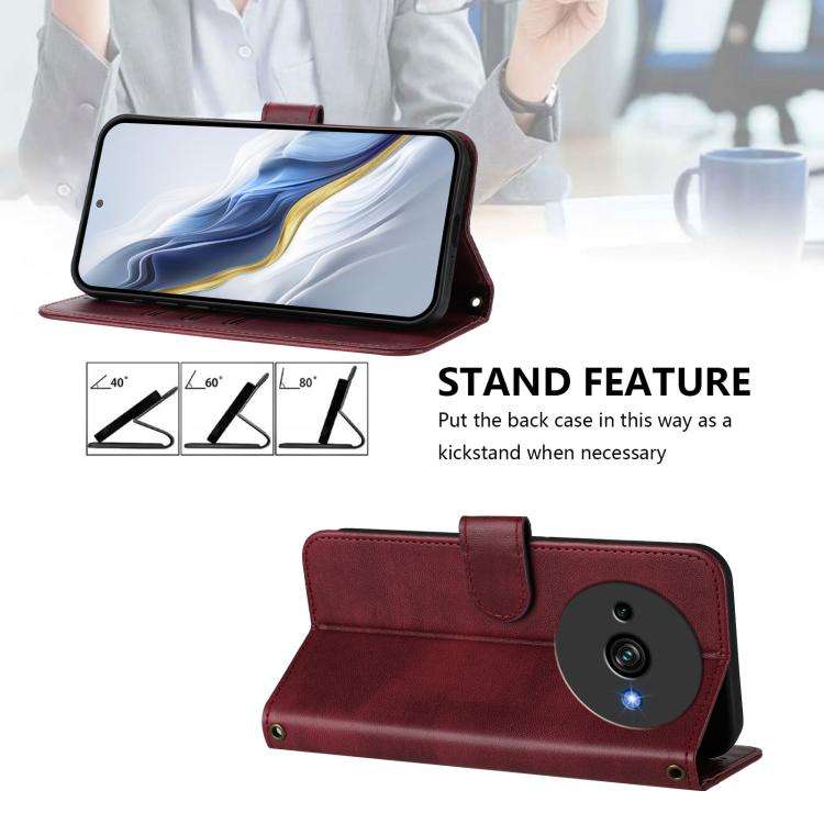 For Oukitel C59 / C59 Pro Line Splicing Buckle Retro Leather Phone Case(Wine Red)