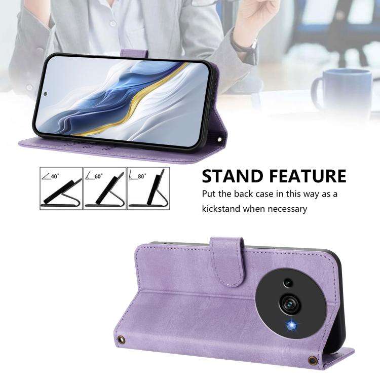 For Oukitel C59 / C59 Pro Line Splicing Buckle Retro Leather Phone Case(Purple)