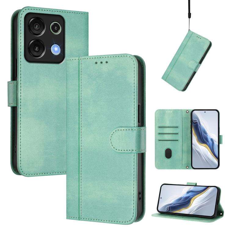 For UMIDIGI G9 5G / Note 9 5G Line Splicing Buckle Retro Leather Phone Case(Mint Green)