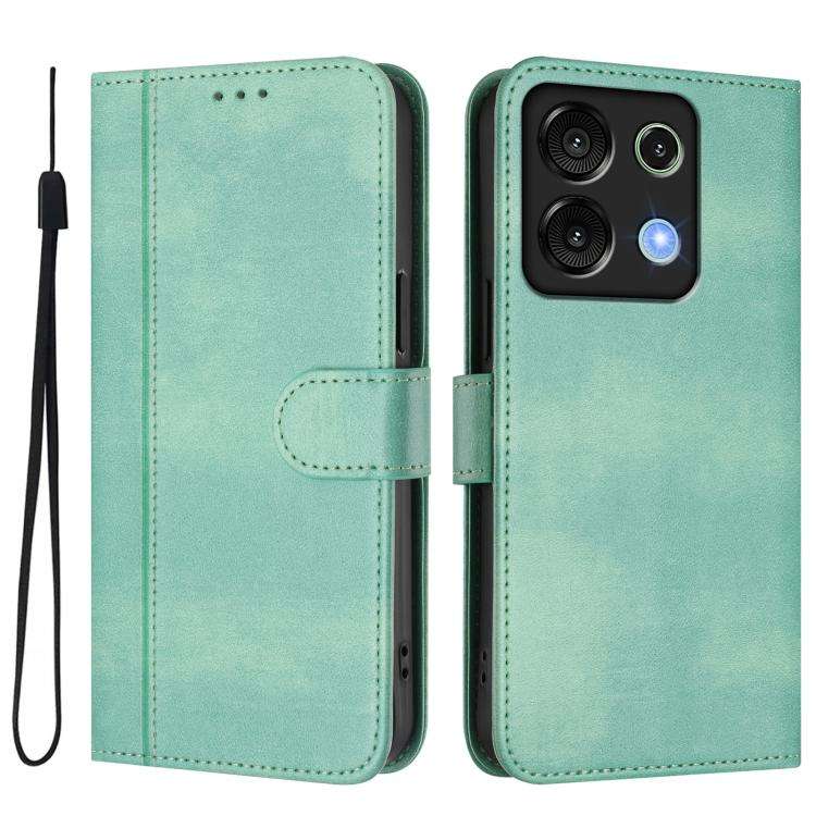 For UMIDIGI G9 5G / Note 9 5G Line Splicing Buckle Retro Leather Phone Case(Mint Green)