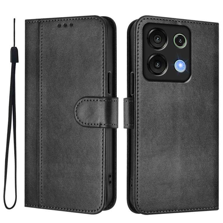 For UMIDIGI G9 5G / Note 9 5G Line Splicing Buckle Retro Leather Phone Case(Black)