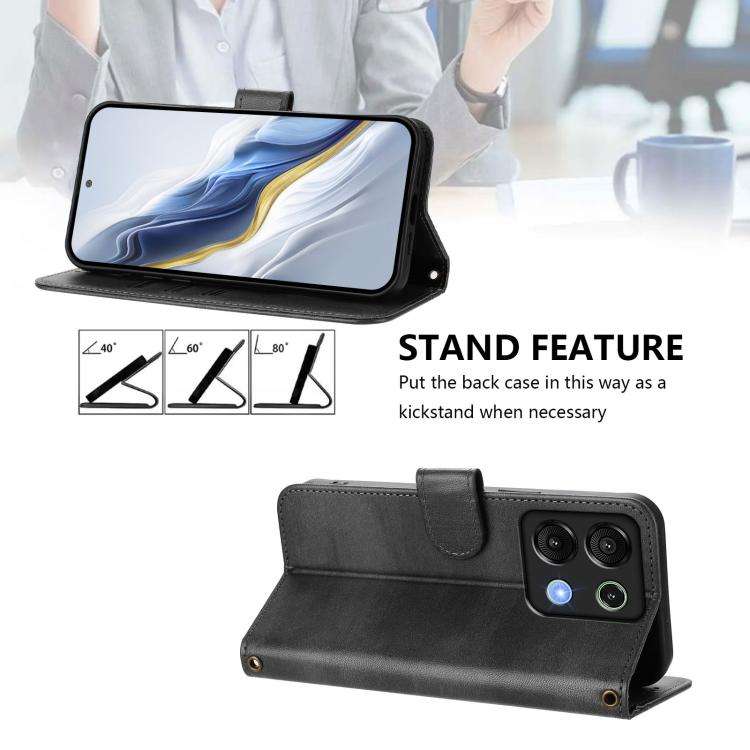 For UMIDIGI G9 5G / Note 9 5G Line Splicing Buckle Retro Leather Phone Case(Black)