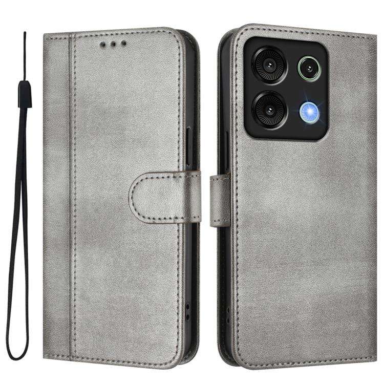 For UMIDIGI G9 5G / Note 9 5G Line Splicing Buckle Retro Leather Phone Case(Grey)
