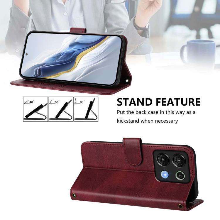 For UMIDIGI G9 5G / Note 9 5G Line Splicing Buckle Retro Leather Phone Case(Wine Red)