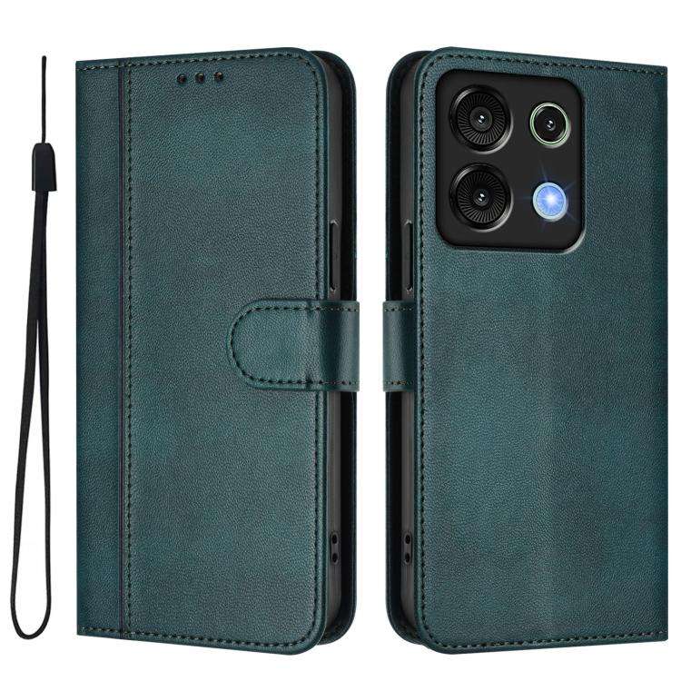 For UMIDIGI G9 5G / Note 9 5G Line Splicing Buckle Retro Leather Phone Case(Dark Green)