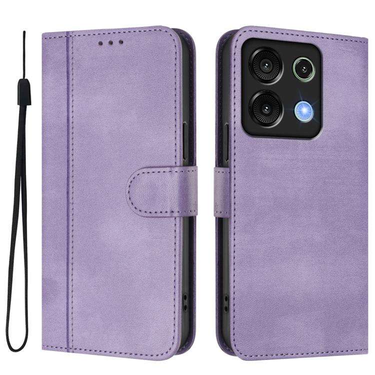 For UMIDIGI G9 5G / Note 9 5G Line Splicing Buckle Retro Leather Phone Case(Purple)