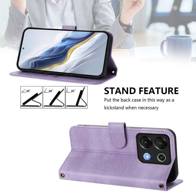 For UMIDIGI G9 5G / Note 9 5G Line Splicing Buckle Retro Leather Phone Case(Purple)