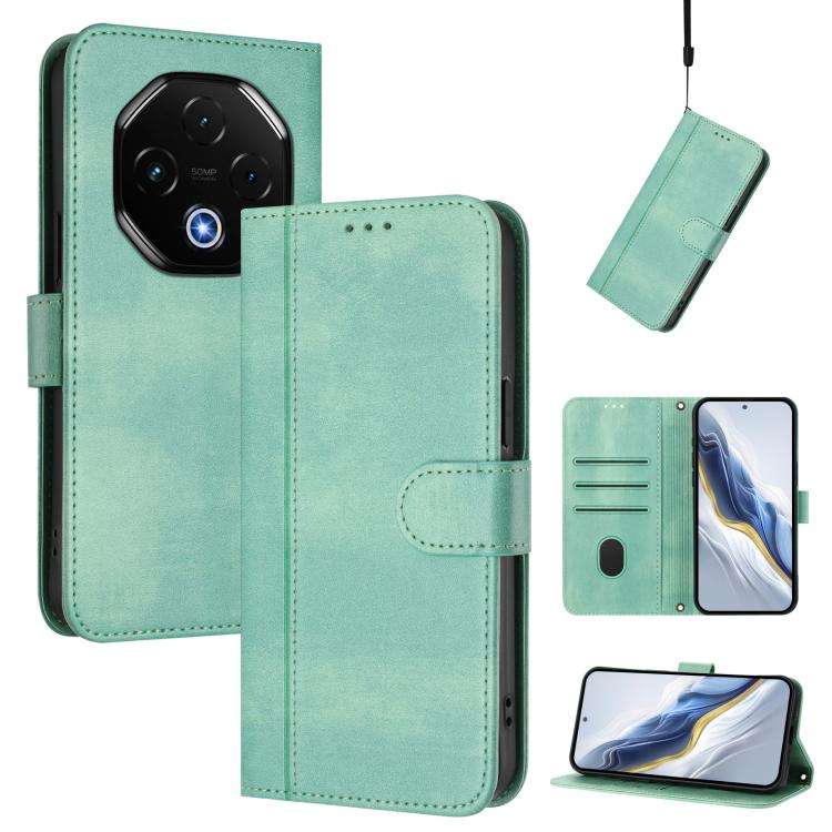 For UMIDIGI G100 Pro Line Splicing Buckle Retro Leather Phone Case(Mint Green)