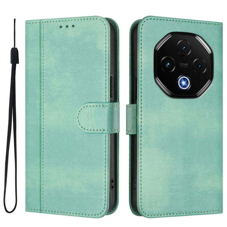 For UMIDIGI G100 Pro Line Splicing Buckle Retro Leather Phone Case(Mint Green)
