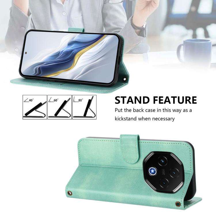For UMIDIGI G100 Pro Line Splicing Buckle Retro Leather Phone Case(Mint Green)