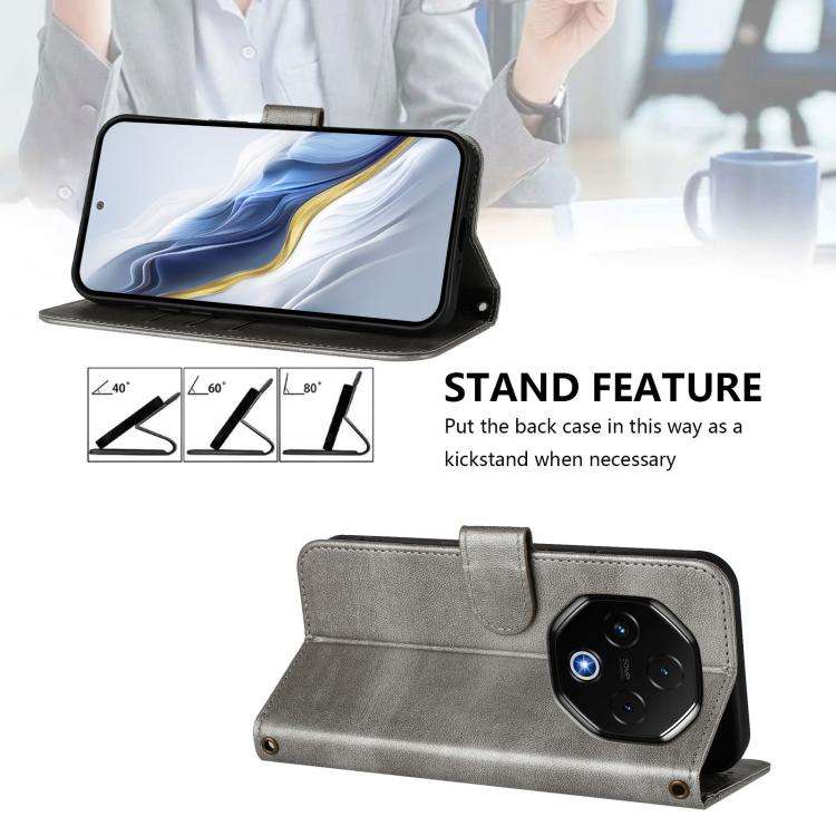 For UMIDIGI G100 Pro Line Splicing Buckle Retro Leather Phone Case(Grey)