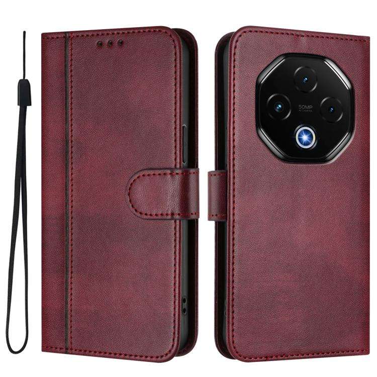 For UMIDIGI G100 Pro Line Splicing Buckle Retro Leather Phone Case(Wine Red)