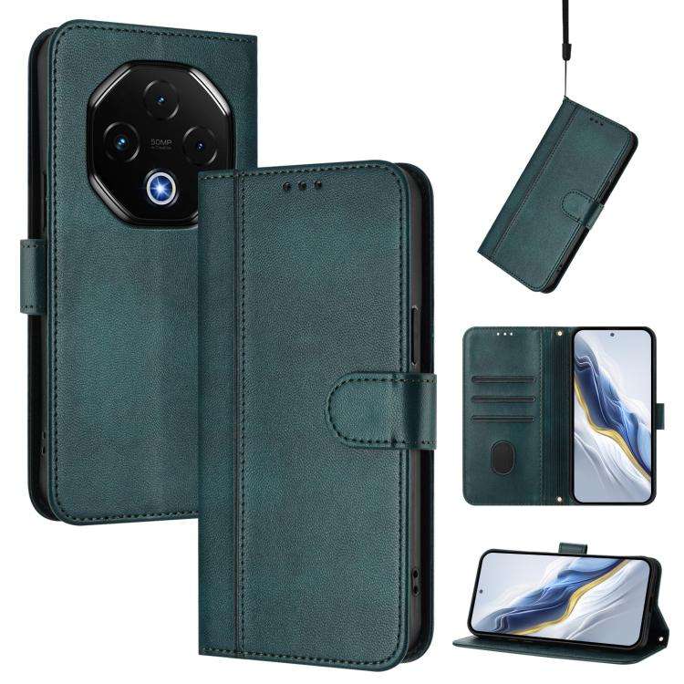 For UMIDIGI G100 Pro Line Splicing Buckle Retro Leather Phone Case(Dark Green)