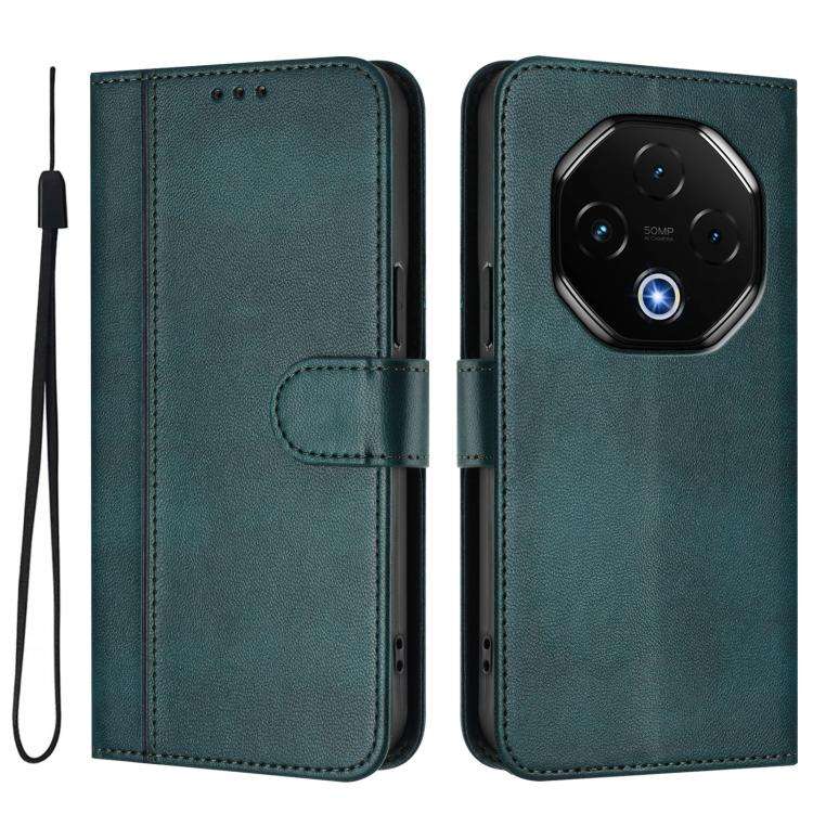 For UMIDIGI G100 Pro Line Splicing Buckle Retro Leather Phone Case(Dark Green)